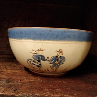 knabstup gammel keramik skål dansere blomster dekoration dansk lertøj.